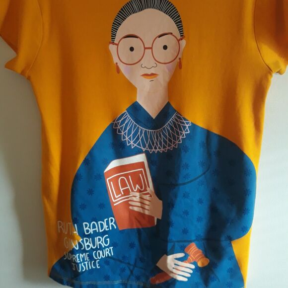 Piccolino Judge Ruth Bader Ginsburg T Shirt Womens XS Yellow Short Sleeve - Picture 4 of 11